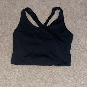 Black workout crop, cross back, AS